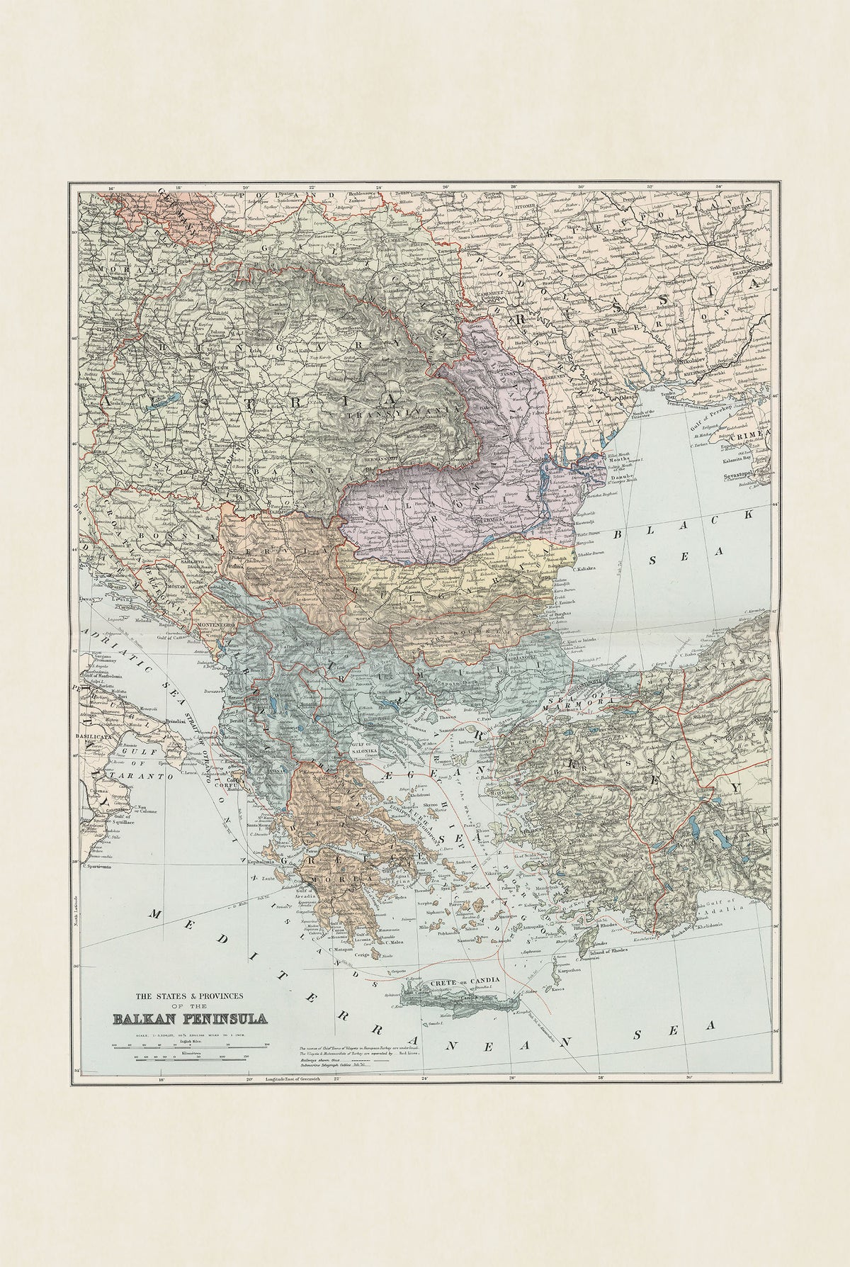 Péninsule Balkanique 1904 – États & Provinces – Edward Stanford – Affiche Carte Historique