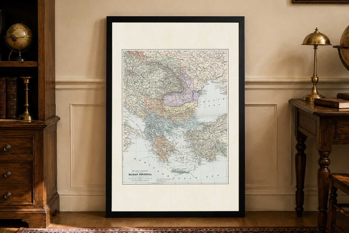 Péninsule Balkanique 1904 – États & Provinces – Edward Stanford – Affiche Carte Historique