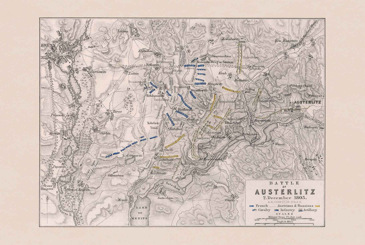 Battle of Austerlitz Map Poster (1805) - Napoleon’s Greatest Victory Military Wall Art