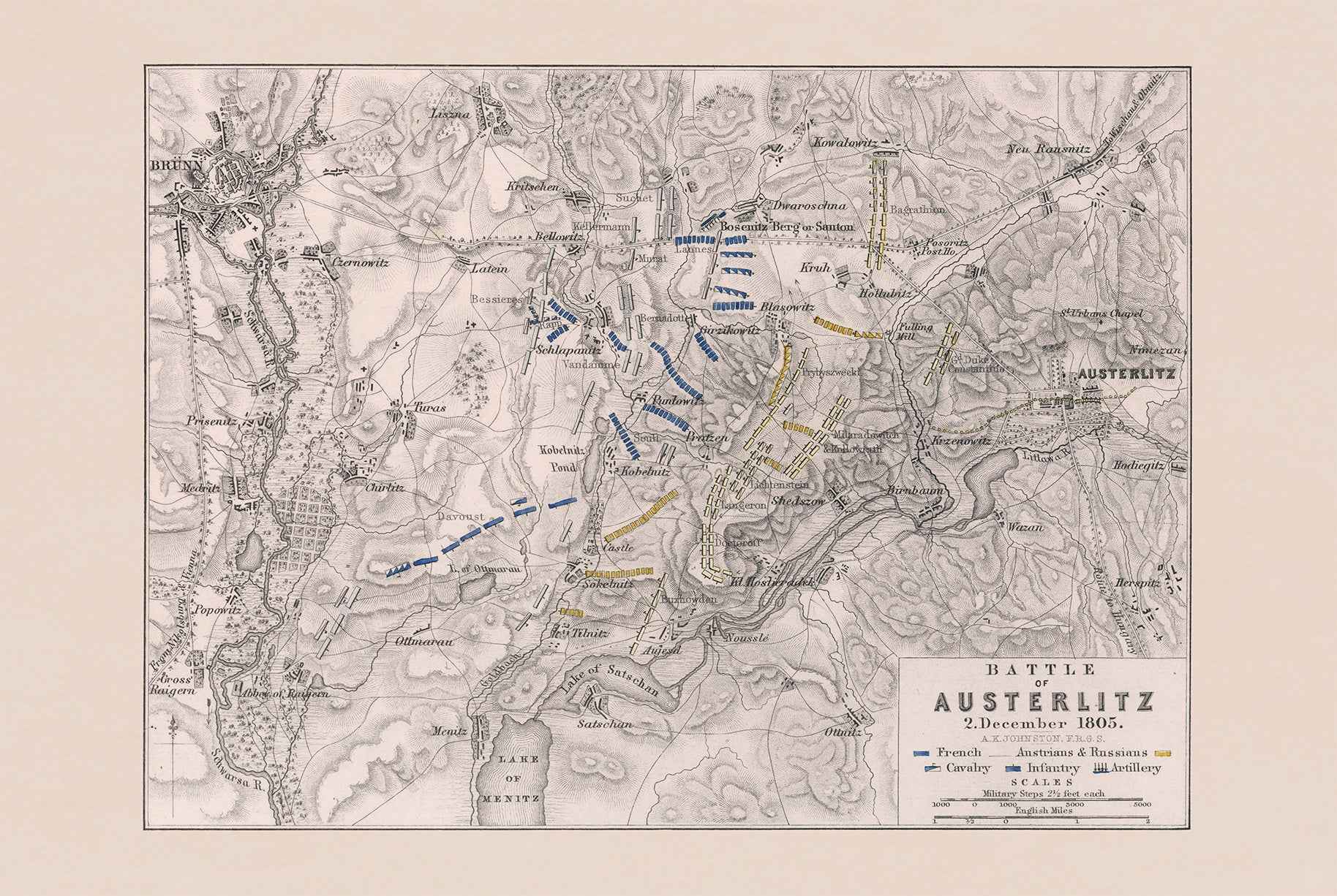 Battle of Austerlitz Map Poster (1805) - Napoleon’s Greatest Victory Military Wall Art
