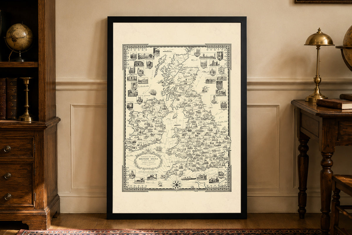 Îles Britanniques 1935 - Ernest Dudley Chase - Affiche Carte Illustrée
