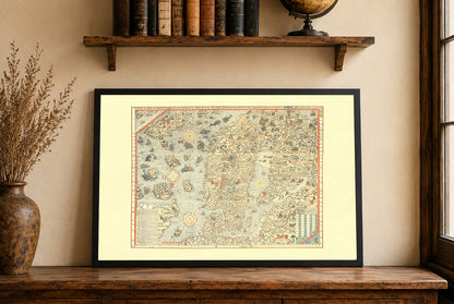 Carta Marina 1539 - Olaus Magnus - Scandinavie & Monstres Marins - Affiche Carte Historique