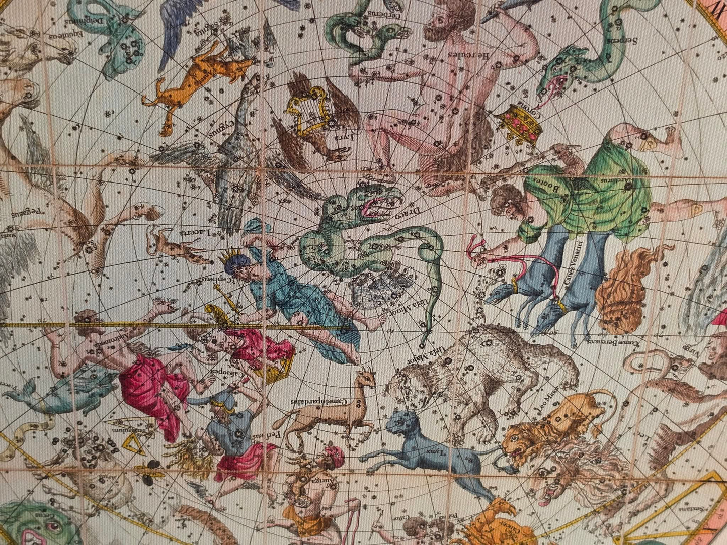 Celestial Constellation Map Poster (1820) - Vintage Northern & Southern Hemisphere Star Chart
