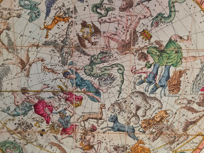 Celestial Constellation Map Poster (1820) - Vintage Northern & Southern Hemisphere Star Chart