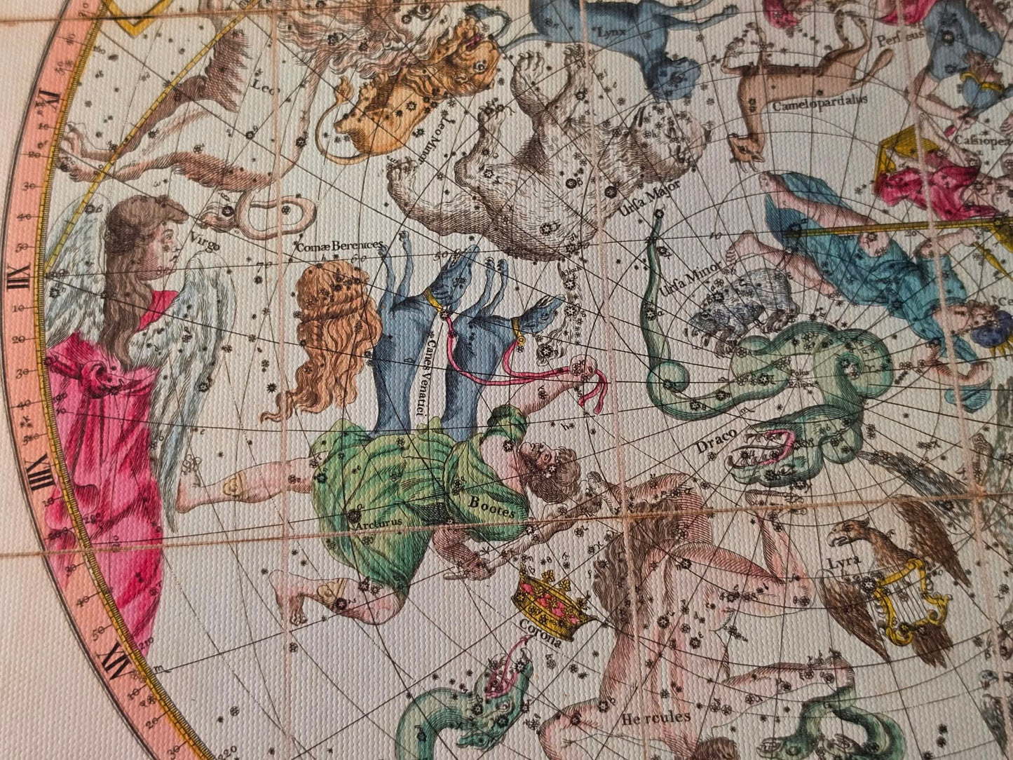 Celestial Constellation Map Poster (1820) - Vintage Northern & Southern Hemisphere Star Chart