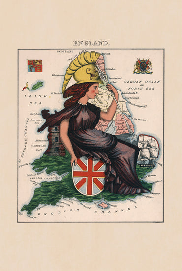 Angleterre 1868 – Lilian Lancaster – Britannia – Affiche Carte Satirique Illustrée