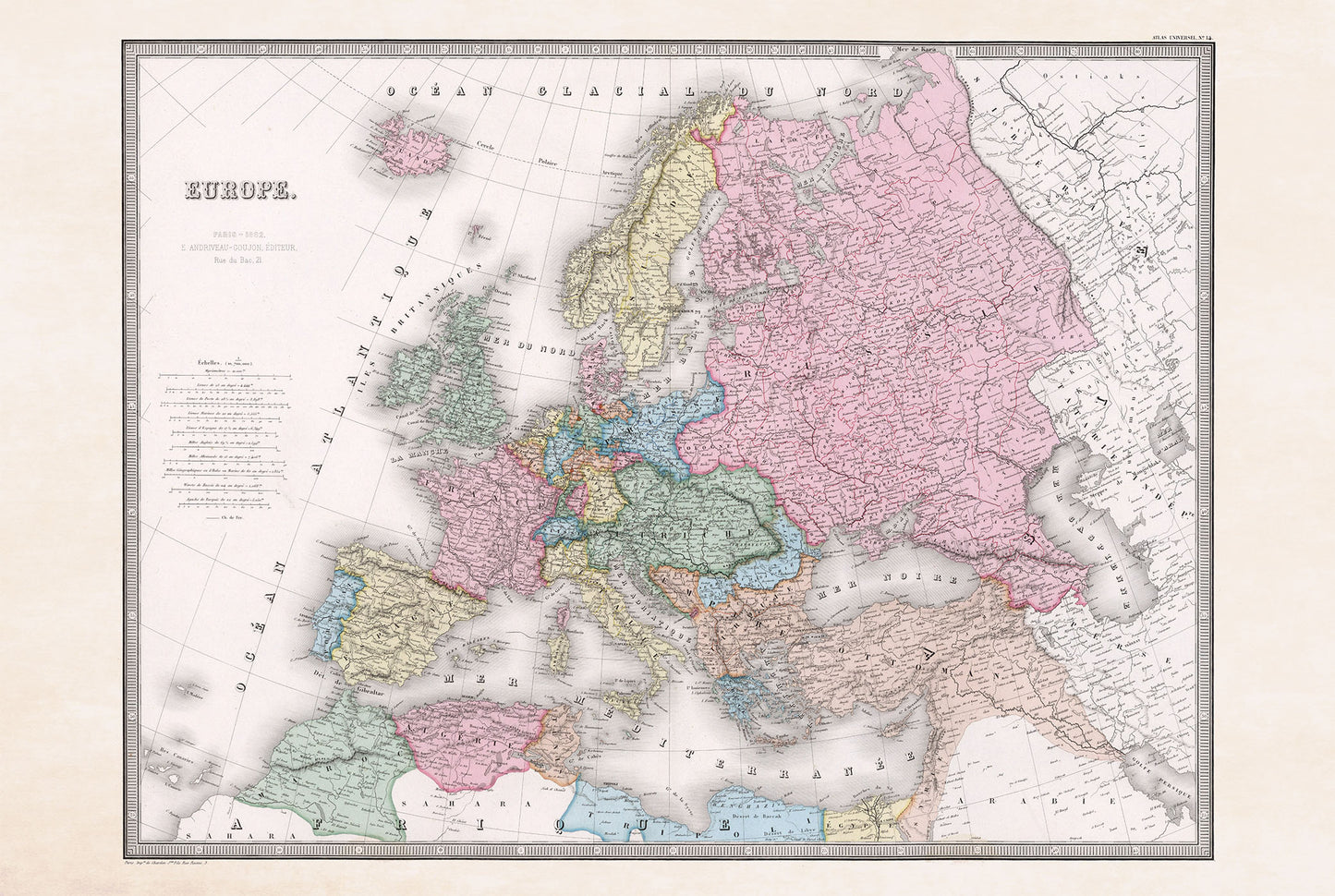 Europe 1862 - Historical Map During the Age of Nationalism