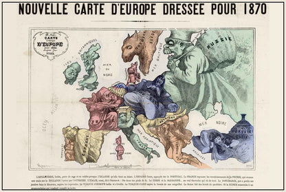Europe 1870 - Satirical Cartoon Map of the Franco-Prussian War - Strategy Maps