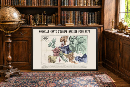 Europe 1870 - Satirical Cartoon Map of the Franco-Prussian War