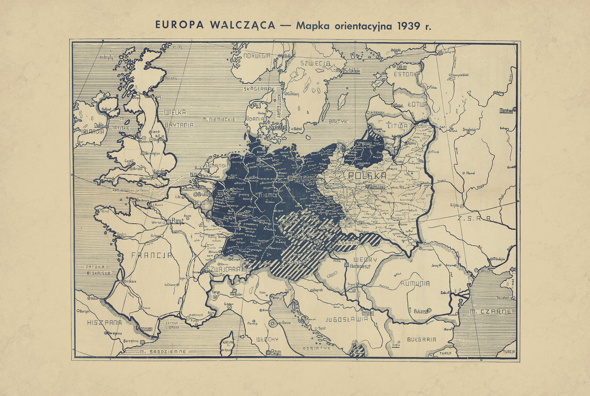 L’Europe en Guerre 1939 - Seconde Guerre Mondiale - Antoni Gołębniak - Affiche Carte