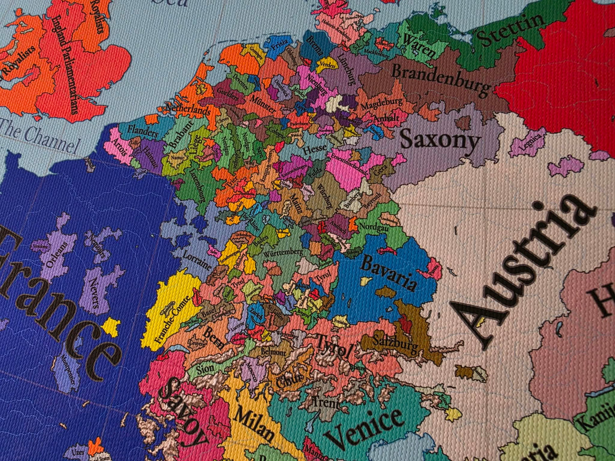 Europa w 1644 - Plakat z Mapą Wojny Trzydziestoletniej