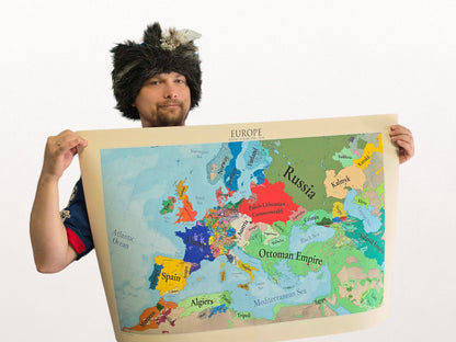 Europa w 1644 - Plakat z Mapą Wojny Trzydziestoletniej