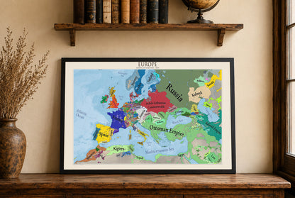 Europa w 1644 - Plakat z Mapą Wojny Trzydziestoletniej