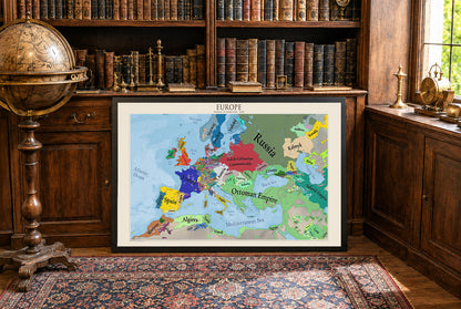 Europa w 1644 - Plakat z Mapą Wojny Trzydziestoletniej