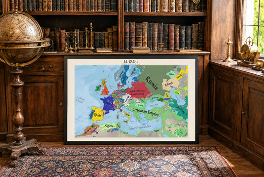 Europe in 1644 Map Poster - Thirty Years' War