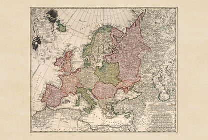 L'Europe en 1743 - Carte murale historique de la guerre de Succession d'Autriche