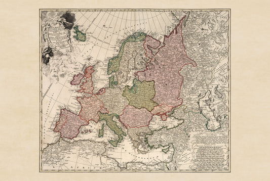 Europe in 1743 - Historical Wall Map from the War of the Austrian Succession