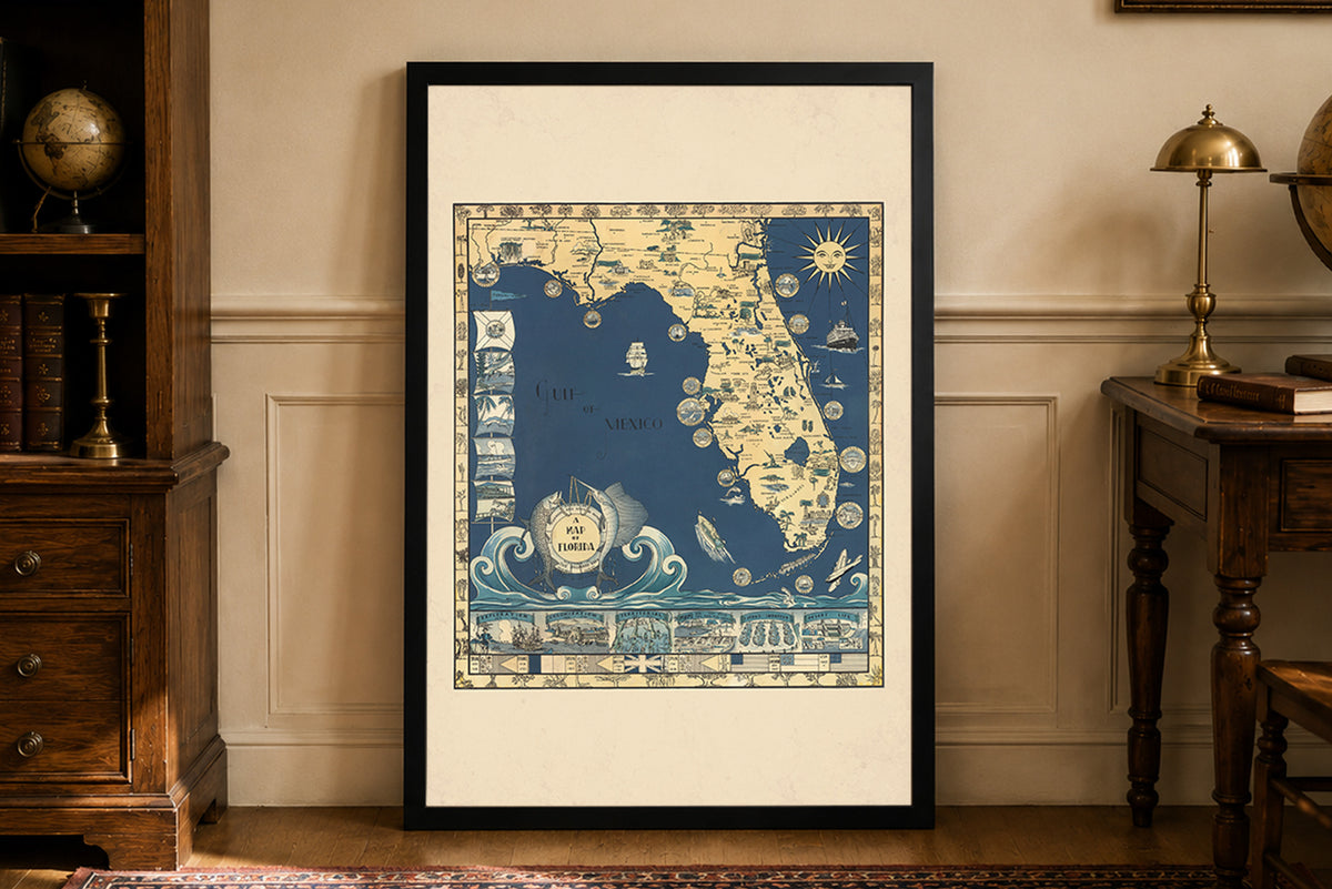 Floride 1935 - Sunshine State - Eleanore & Richard Foster - Affiche Carte Illustrée