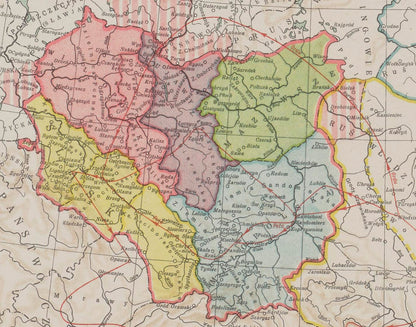 Pologne Morcelée vers 1250 – Duchés Piast – Władysław Semkowicz 1932 – Affiche Carte Historique