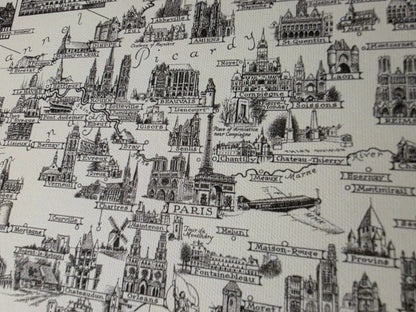 Póster del mapa pictórico de Francia (1935) - Arte de pared vintage de monumentos franceses