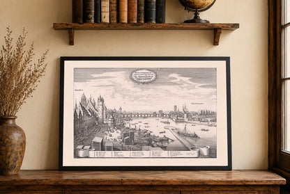 Plakat z Mapą Frankfurtu (1646) - Vintage Rycina Mostu Kamiennego do Dekoracji Ściennej