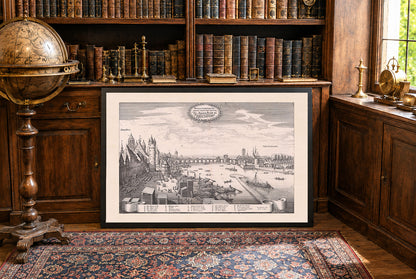 Plakat z Mapą Frankfurtu (1646) - Vintage Rycina Mostu Kamiennego do Dekoracji Ściennej