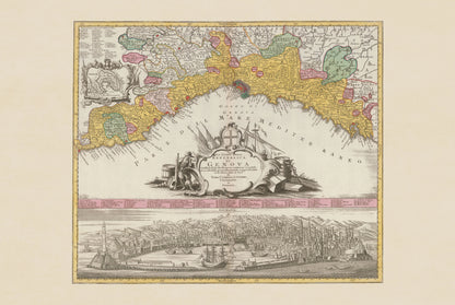 Poster Carte de la Ville de Gênes (1777) - Panorama Ancien et Décoration Murale Vintage d'Italie