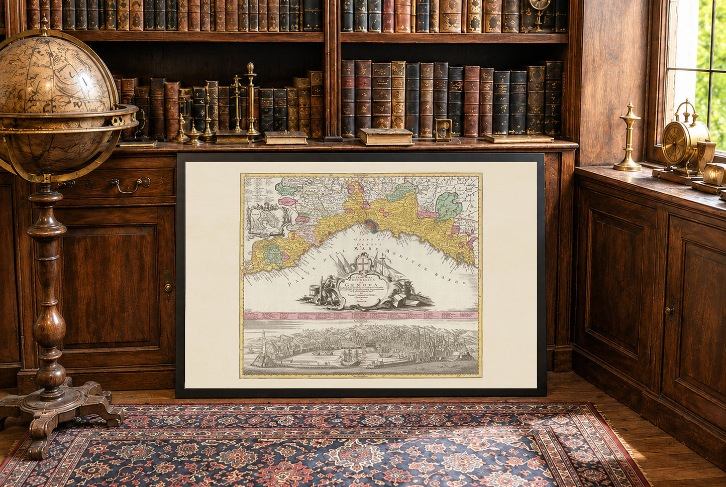 Poster Carte de la Ville de Gênes (1777) - Panorama Ancien et Décoration Murale Vintage d'Italie