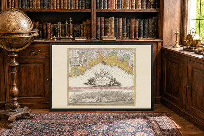 Poster Carte de la Ville de Gênes (1777) - Panorama Ancien et Décoration Murale Vintage d'Italie