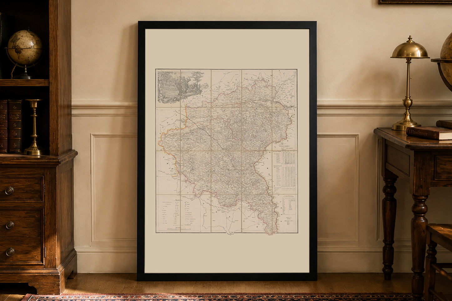 Poster Carte du Grand-Duché de Poznań (1843) - Carte Historique Vintage de la Grande-Pologne