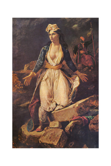 Griechenland auf den Ruinen von Missolonghi 1826 - Eugène Delacroix - Historisches Gemälde-Poster zum Griechischen Unabhängigkeitskrieg
