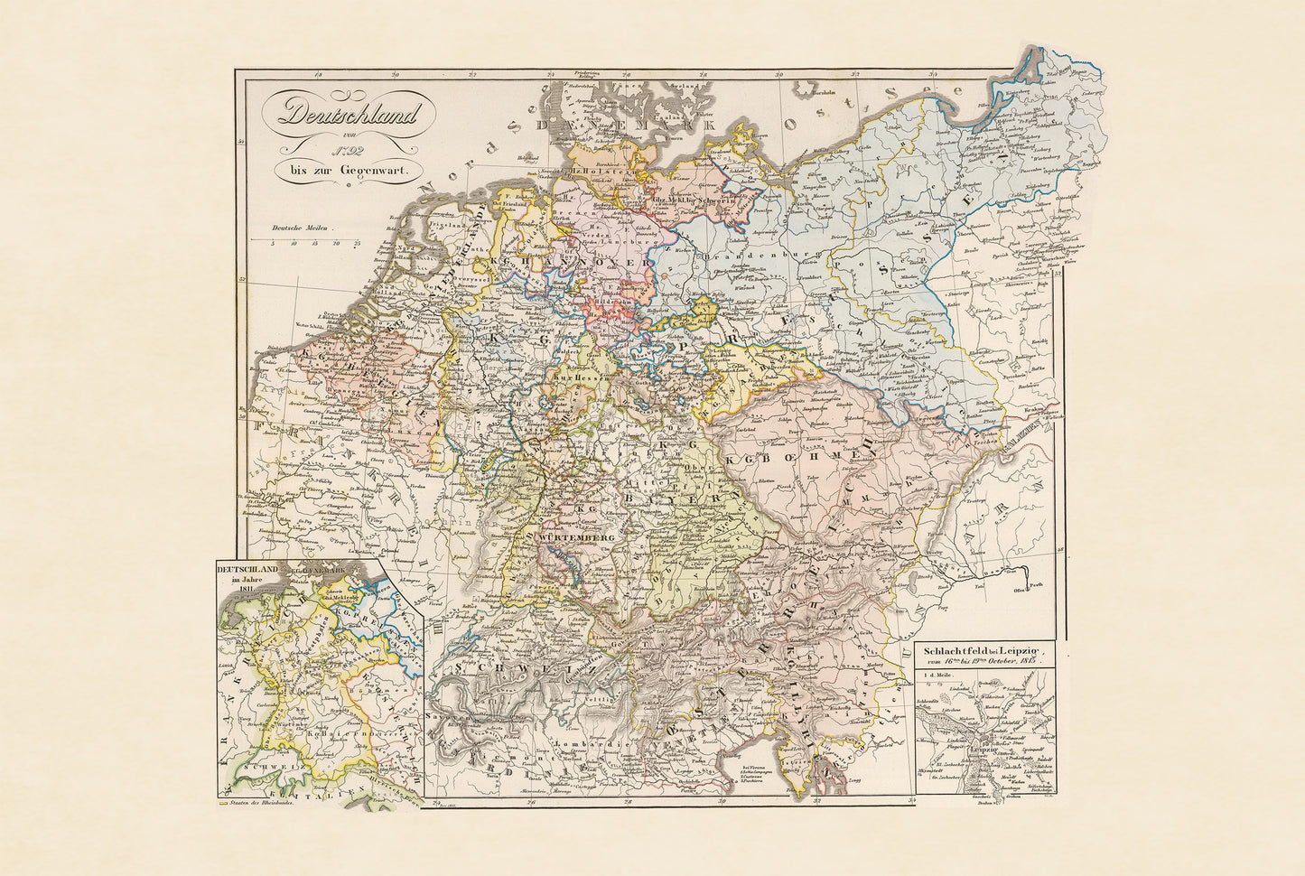 Historical Germany Map Poster (1792) - Vintage Holy Roman Empire Wall Art
