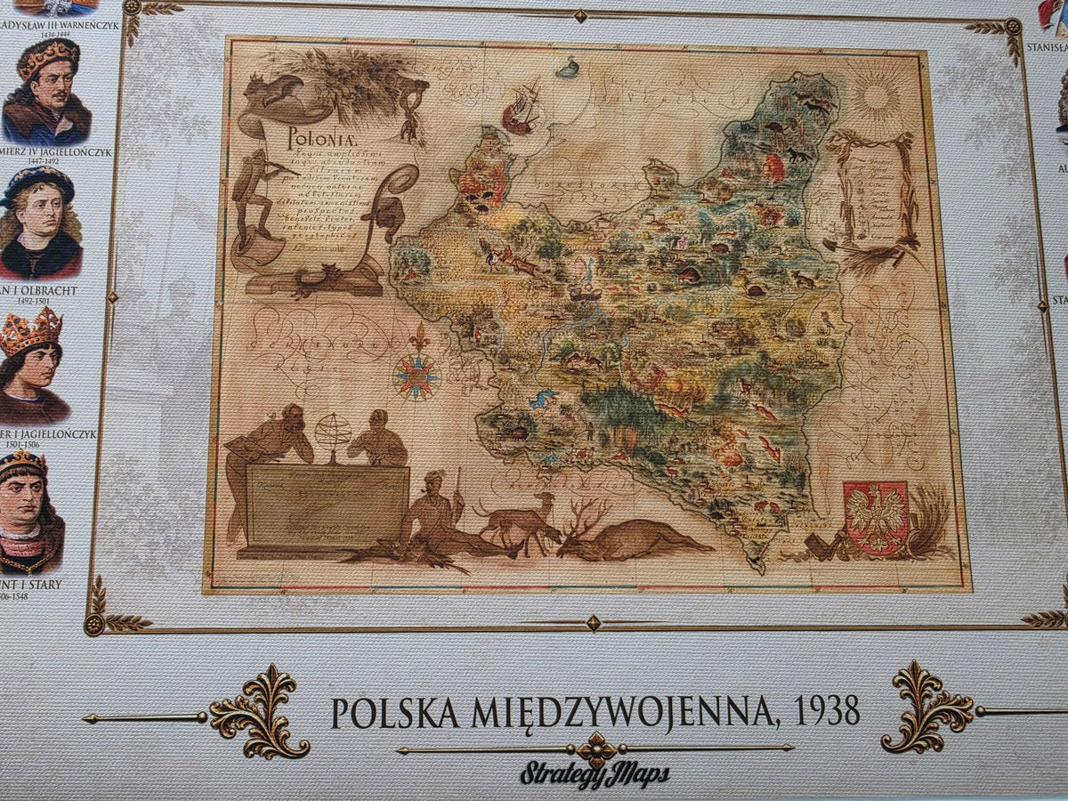Histoire de la Pologne – Collection de 3 Cartes Historiques & Souverains Polonais – Affiche