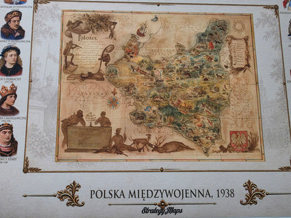 Histoire de la Pologne – Collection de 3 Cartes Historiques & Souverains Polonais – Affiche