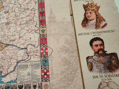 Histoire de la Pologne – Collection de 3 Cartes Historiques & Souverains Polonais – Affiche