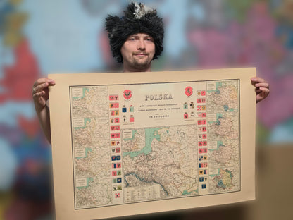 Póster Mapa de la Historia de Polonia - 10 Mapas Históricos desde Mieszko I hasta el Ducado de Varsovia