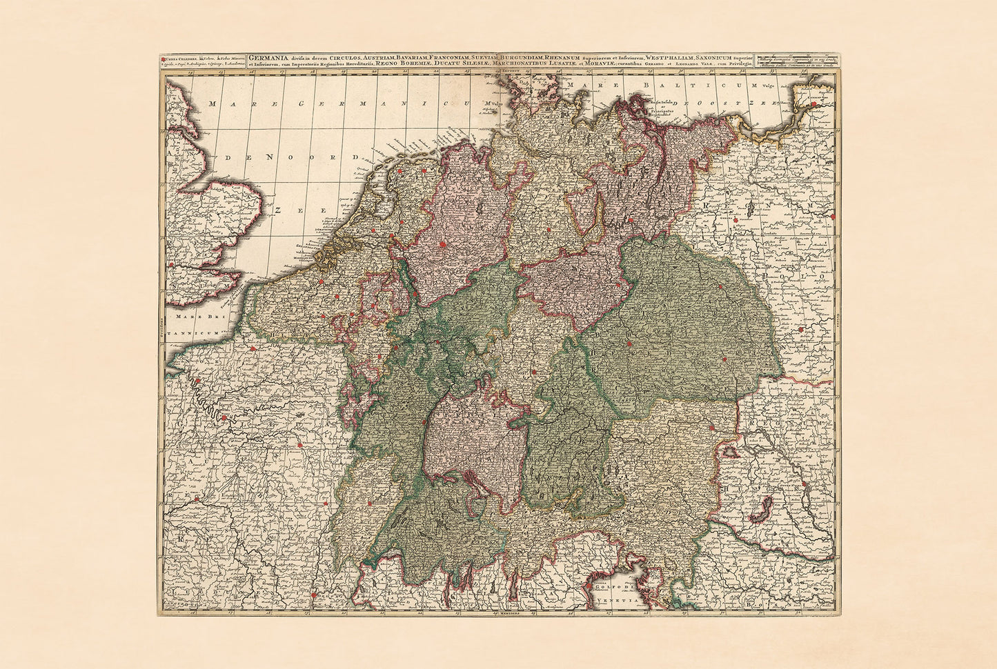 Saint Empire romain germanique 1740 – Carte historique de l'Europe centrale