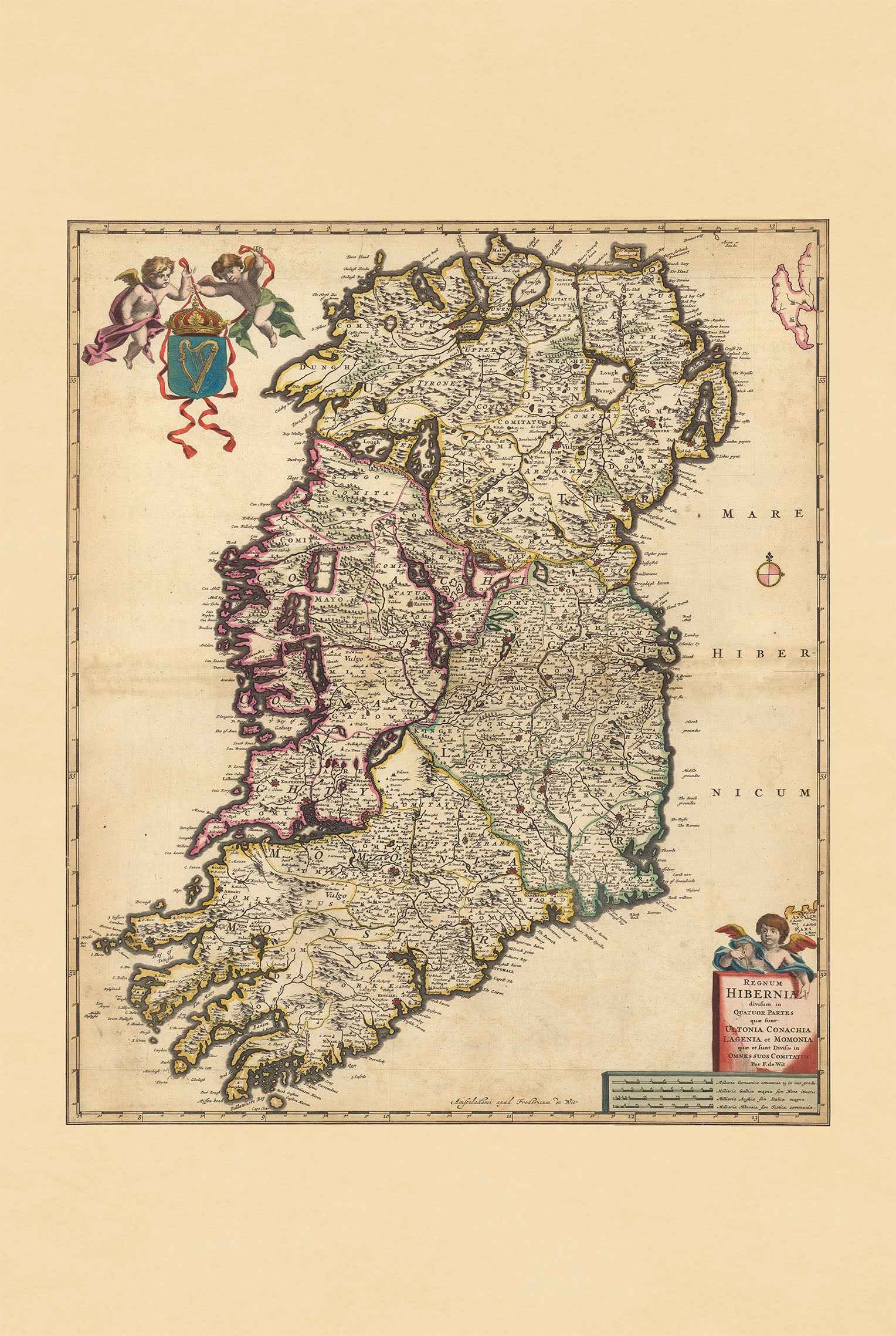 Ireland Map Poster (1690) - Vintage Kingdom of Ireland Wall Art