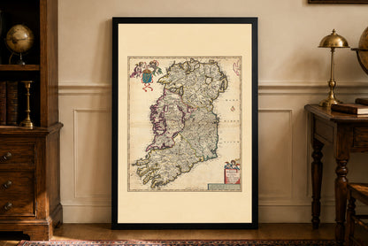 Poster Mappa dell'Irlanda (1690) - Arte Murale Vintage del Regno d'Irlanda