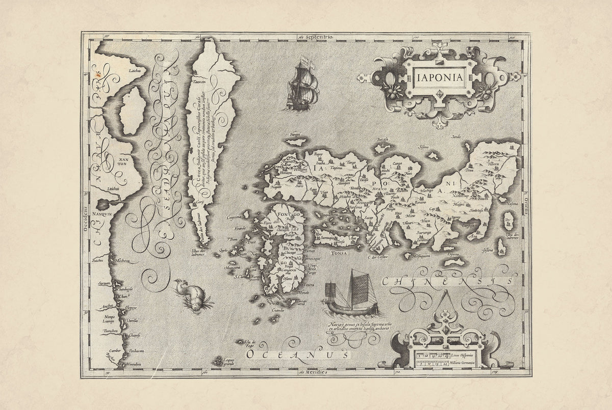 Japon & Corée 1607 - Iaponia - Mercator & Hondius - Affiche Carte Historique