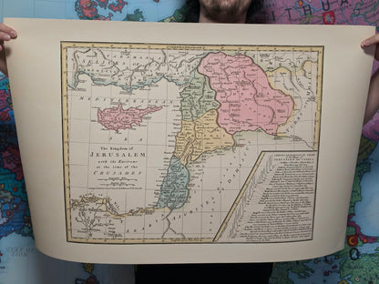 Królestwo Jerozolimskie w Czasach Krucjat - Plakat z Mapą Historyczną