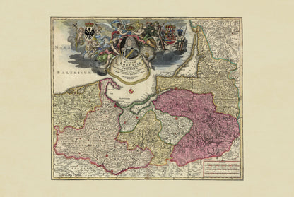 Poster Carte du Royaume de Prusse (1701) - Carte Historique de Johann Baptist Homann