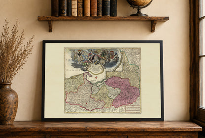 Poster Carte du Royaume de Prusse (1701) - Carte Historique de Johann Baptist Homann