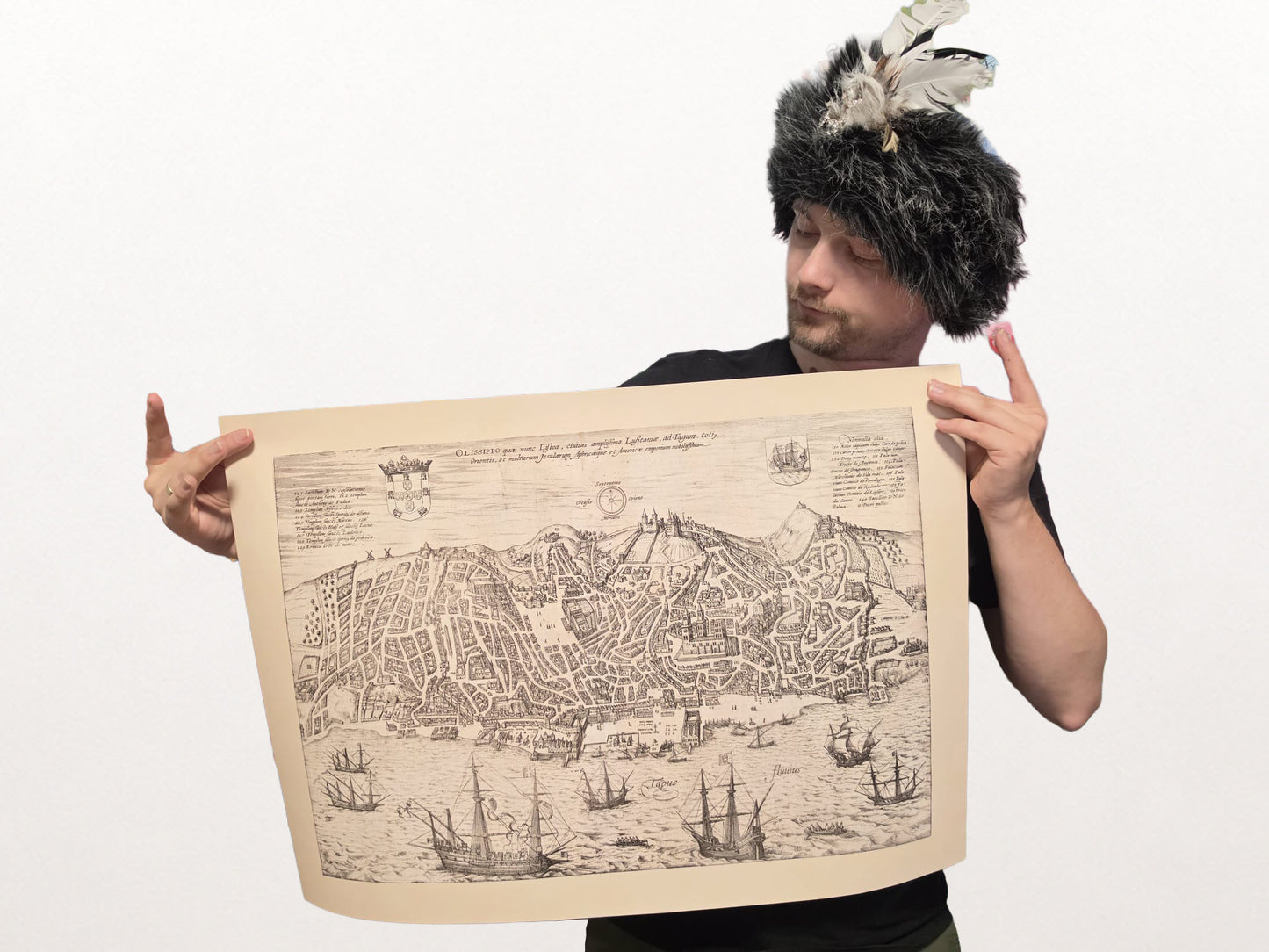 Póster Mapa de la Ciudad de Lisboa (1600) - Arte de Pared Vintage Grabado de Olissipo