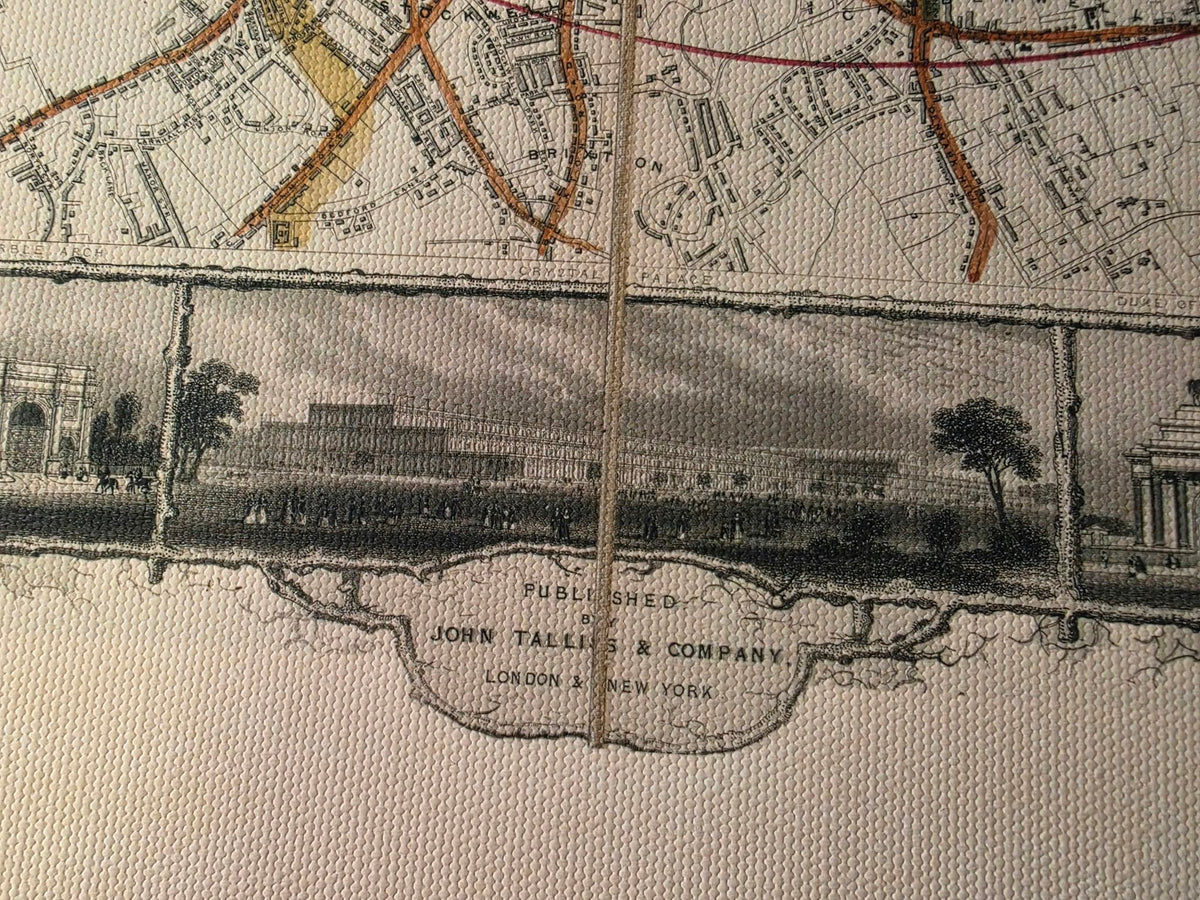 London 1851 - Illustrierte Karte mit wichtigen Sehenswürdigkeiten
