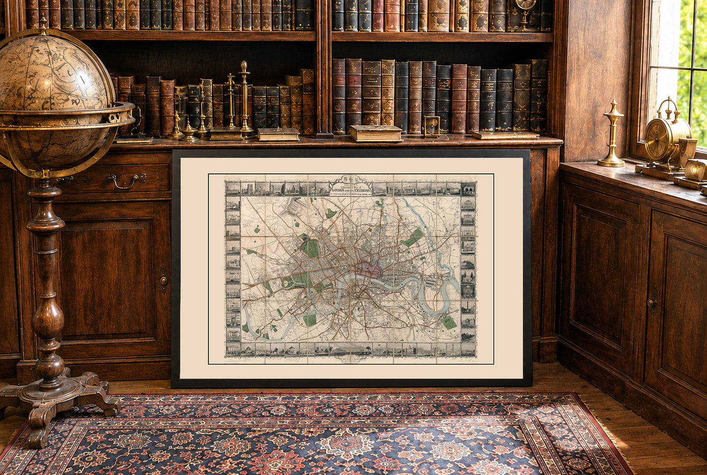 London 1851 - Illustrated Map with Major Landmarks