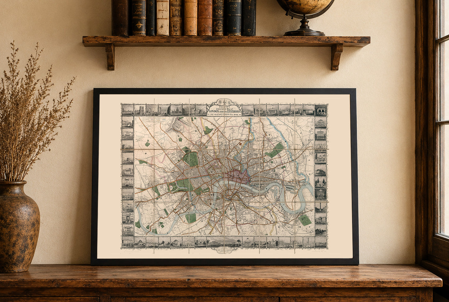 London 1851 - Illustrated Map with Major Landmarks
