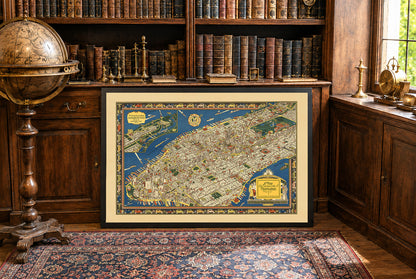 Poster Carte Illustrée de Manhattan (1926) - Décoration Murale Vintage de New York