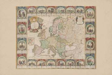 Carte de l'Europe 1776 - 24 Scènes Historiques - Jean Baptiste Louis Clouet - Affiche