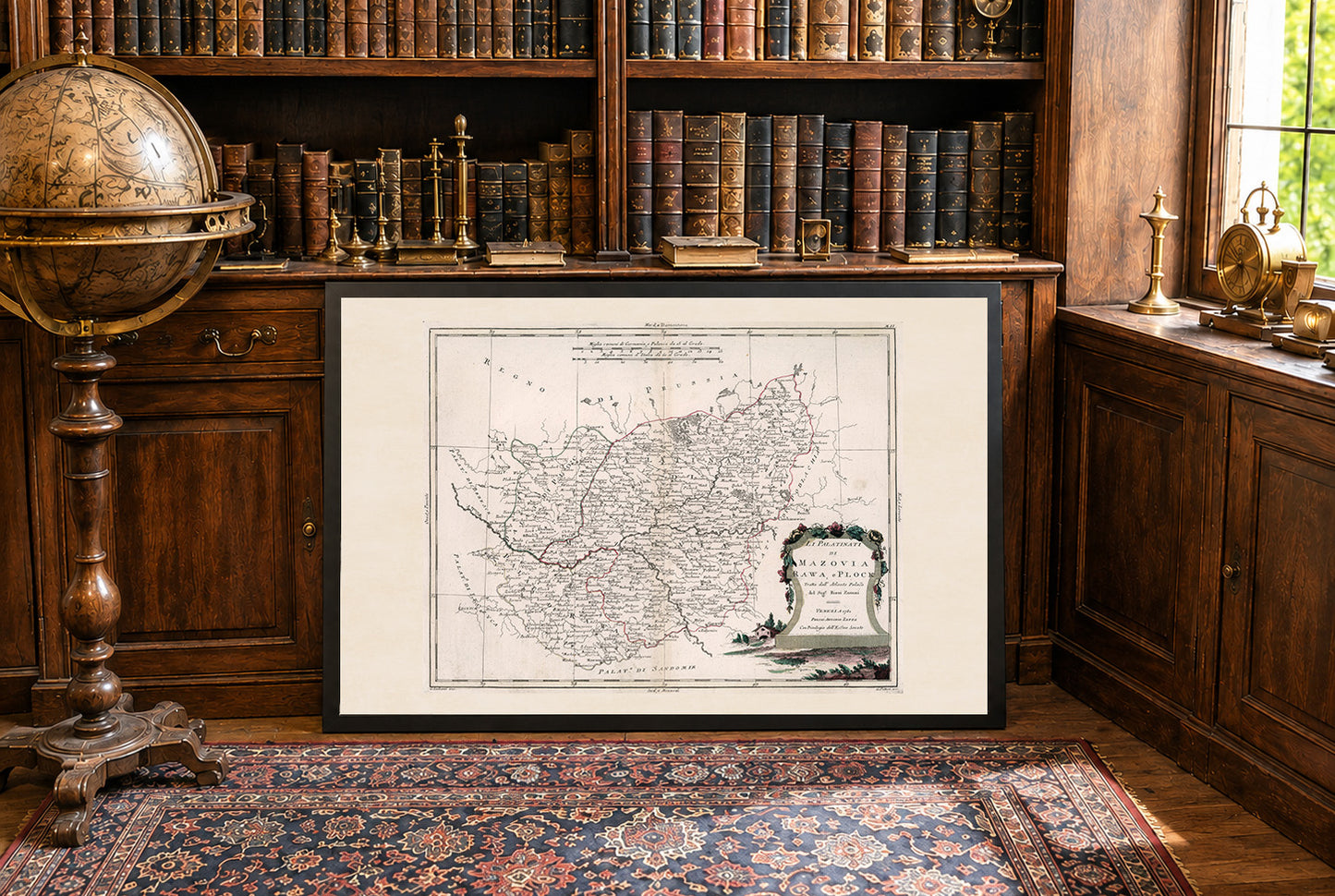 Poster di mappa storica della Masovia, Rawa e Płock – arte da parete della Polonia del XVIII secolo